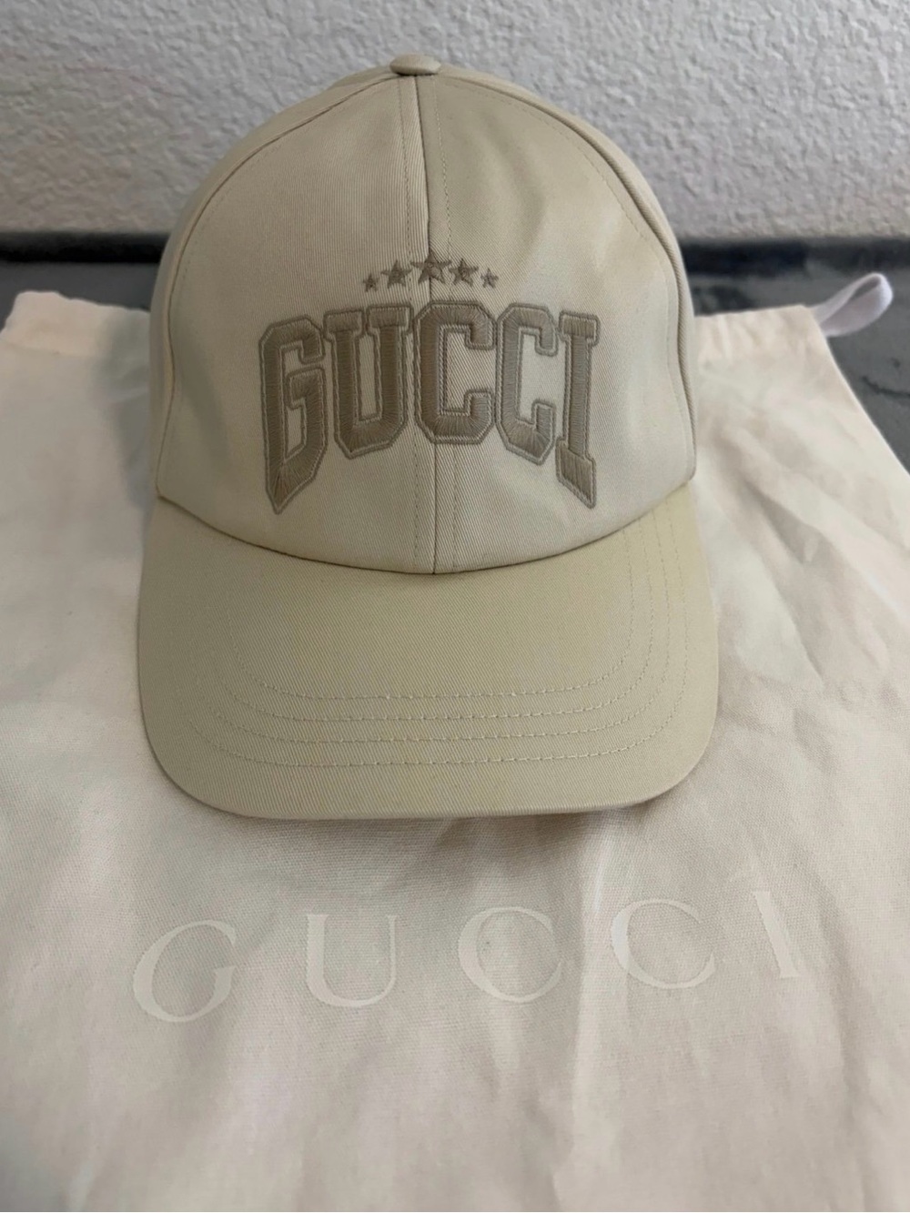 Brand New Men’s Gucci Cotton Embroidered Baseball Hat in Beige Size L (59 cm) - Picture 2 of 9